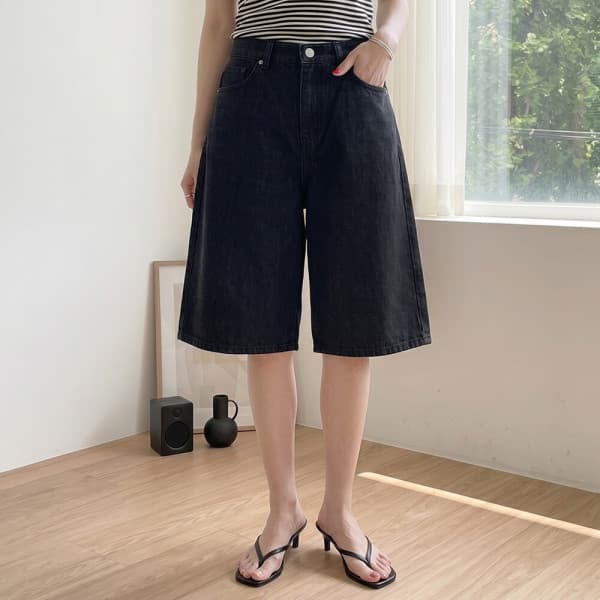 데일리앤 마켓 S-3XL 빅사이즈 여성 면 반바지 핀턱 와이드 버뮤다팬츠