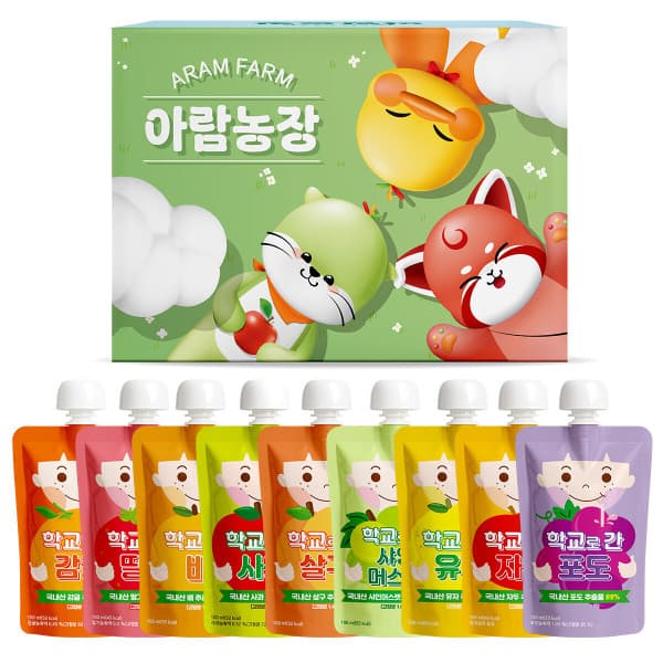 아람농장공식몰 학교로 간 과일주스 100ml 감귤/사과/딸기/포도