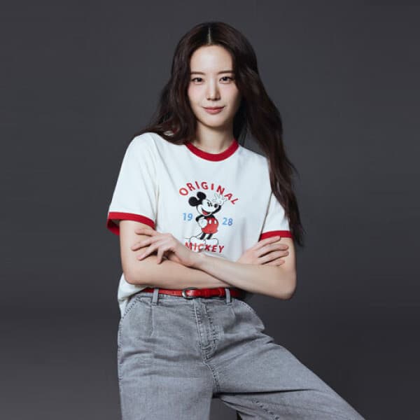 롯데백화점1관 여성 쿨코튼 디즈니 콜라보 크롭 링거 반팔티 PHG2TS2430 - 최저가 17,120원