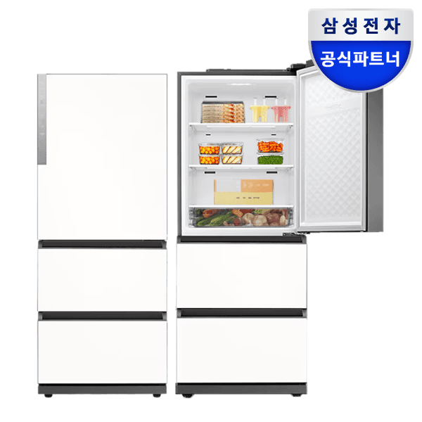 삼성공식현성 삼성 비스포크 김치냉장고 RQ33DG71J3EW 3도어 김치플러스 328L 화이트