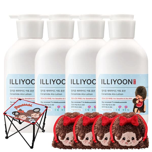 아모레퍼시픽바디헤어 일리윤 세라마이드 아토로션 600ml 몬치치 4입 캠핑테이블