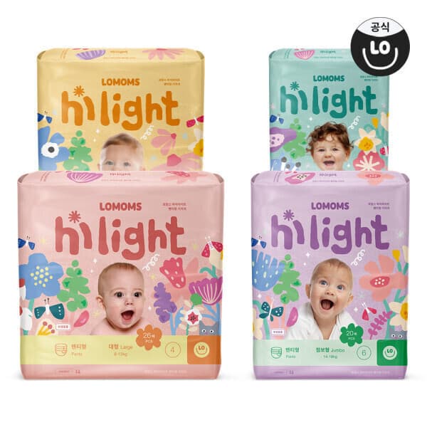 LOMOMS 로맘스 하이라이트 팬티기저귀 4/5/6/7단계 4팩 모음 - 최저가 31,900원