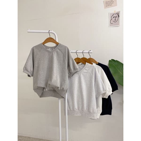 brich 루드니 쭈리 브이넥 무지 반팔 맨투맨 4color