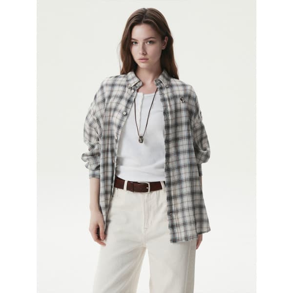 AKPLAZAMALL 후아유 Summer Crinkle Check Shirts WHYCG2371U