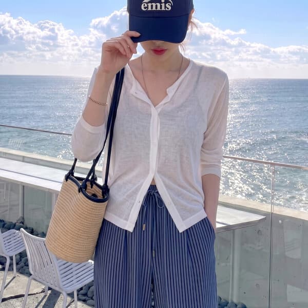 데일리앤 쥬시 2기장 여름 가디건 긴팔 숏