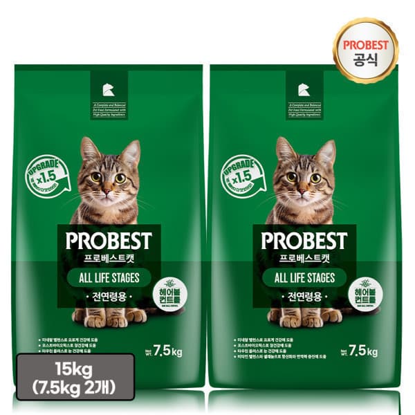 이리온MALL 프로베스트 캣 그린 7.5kg 2개 또는 5kg 4개 + ANF 캔 간식 95g 2개