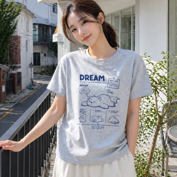 사라걸스. 드림베어 20수면 쿨론티 반팔티 S~3XL 빅사이즈 티셔츠 남여공용 기능성
