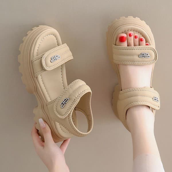 nandao5857 여성 벨크로 쿠션 6cm 키높이 밴딩 샌들 - 최저가 22,100원