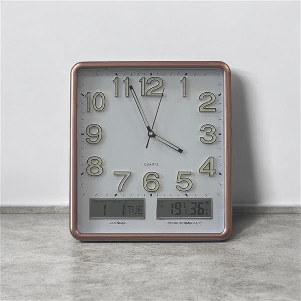 HOMECOMPANY 홈컴퍼니 무소음 사각 야광 LCD 벽시계 34CM - 최저가 42,800원
