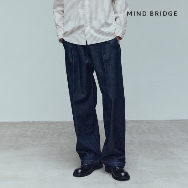 MINDBRIGE 와이드원턱밴딩데님팬츠 3colors