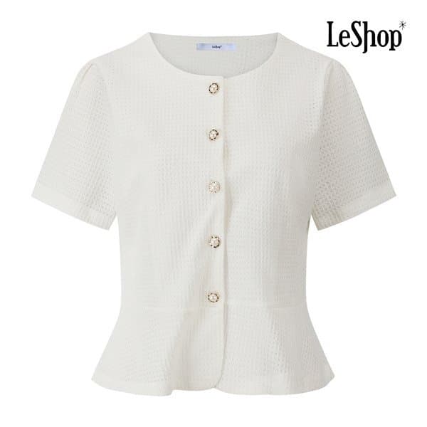 신세계백화점 진주 버튼 엠보 러플 블라우스 BQ5BL017A - 최저가 19,300원