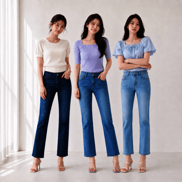 모먼트웨어 에어핏 하이라이즈 슬림 스트레이트 데님팬츠 진청 중청 연청