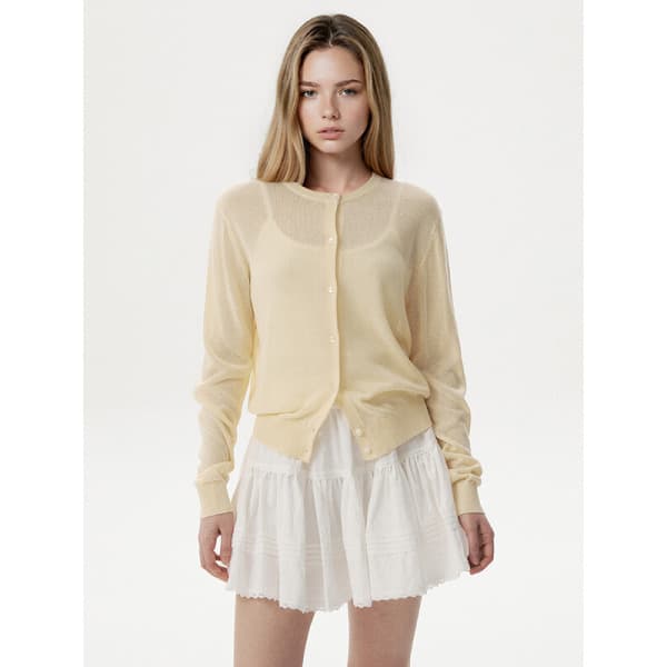 AKPLAZAMALL 후아유 여성 Linen Blend Plain Cardigan WHCKG2524F