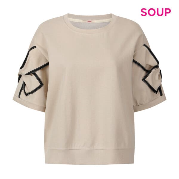 롯데백화점1관 배색 스티치 꼬임 슬리브 티셔츠 S65TS17 - 최저가 20,150원