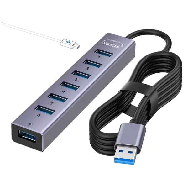 마하링크 USB3.0 7포트 알루미늄 USB허브 1.2M ML-UH308 - 최저가 17,000원