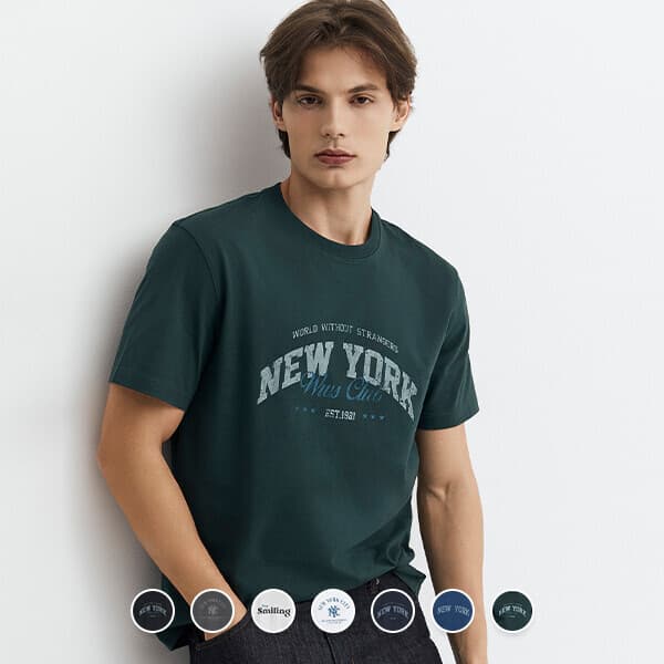 지오다노-본사직영샵 지오다노 096514 코튼 크루넥 반팔 그래픽 티셔츠 NEW YORK 2 - 최저가 11,000원