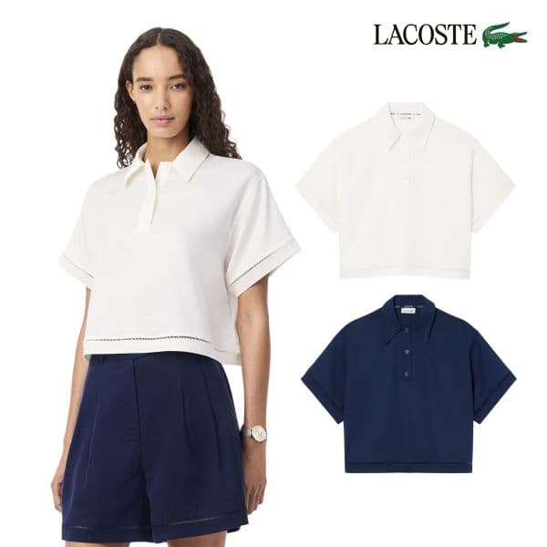 lacoste 라코스테 여성 린넨 블렌디드 폴로탑 CF0061-56G - 최저가 139,300원