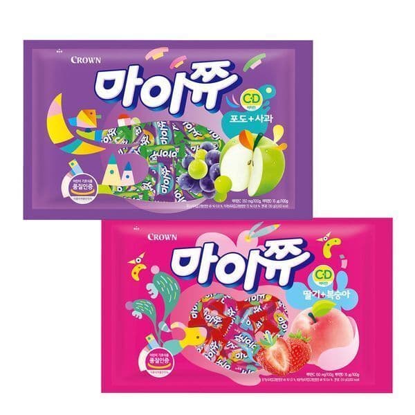 디보스마켓 크라운 마이쮸 딸기복숭아 720g + 포도사과 720g
