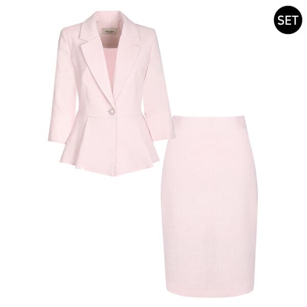 현대Hmall SET 여성 이븐 패플럼 원버튼 여름 정장 자켓+스커트