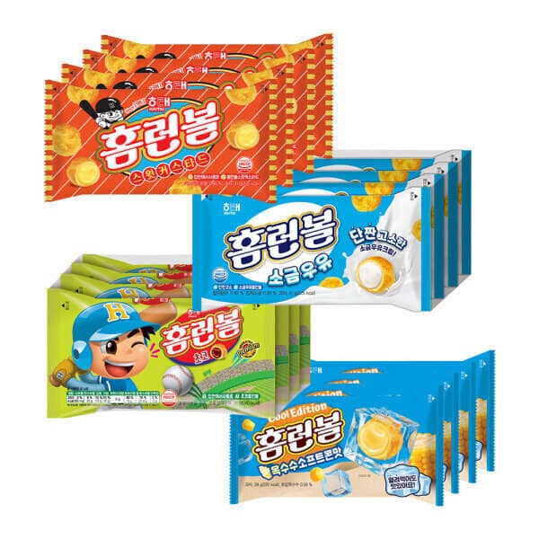 해태제과-스타배송 홈런볼 오리지널4번들+소금우유4번들+스윗 커스타드4번들+옥수수 소프트콘맛4번들