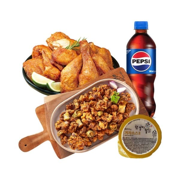 쿠프마케팅 또봉이통닭 똥집튀김+통닭+소스+음료500ml