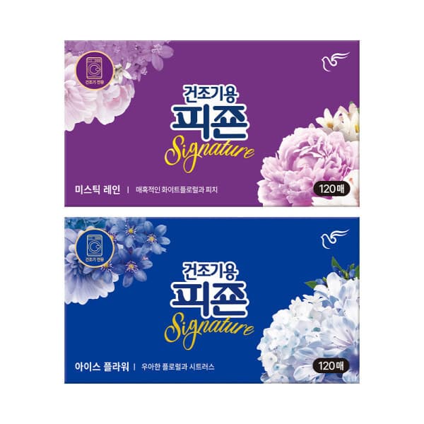 피죤-스타배송 건조기용피죤 드라이시트 120매 2개 (미스틱+아이스) - 최저가 24,500원