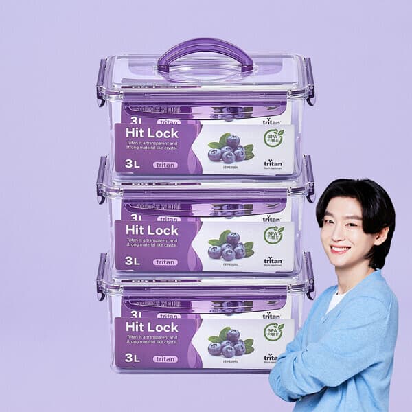 현대홈쇼핑Hmall 에코센스 히트락 올트라이탄 밀폐용기 대형 핸들형 직사각 3000ml 3개