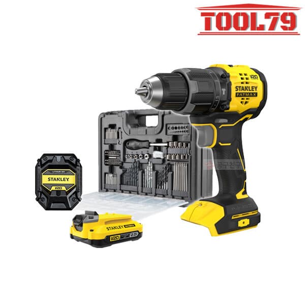 09친구 스탠리 SBD716D1KA 충전 햄머 드릴 드라이버 20V MAX 2.0Ah 배터리 브러쉬리스 100pcs 액세서리 키트