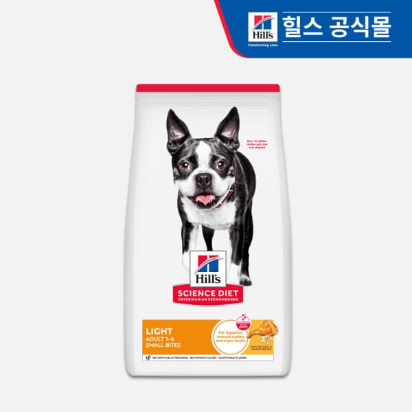 힐스코리아공식대리점 힐스 강아지사료 어덜트 라이트 스몰바이트 치킨 2.3kg