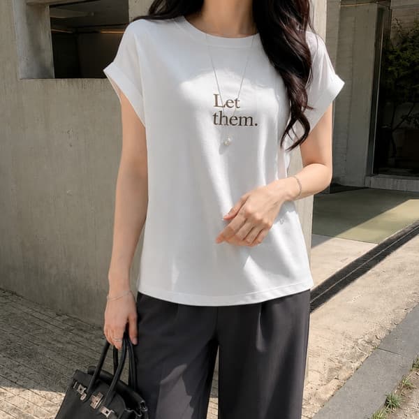 데일리앤 렛츠 여성 레터링 레이온 롤업 캡소매 반팔 티셔츠 - 최저가 19,800원