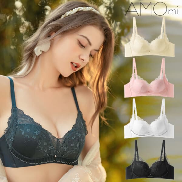 bestomkr 70AB~90C컵 들뜸 제로 메이트 레이스 볼륨 노와이어 브라