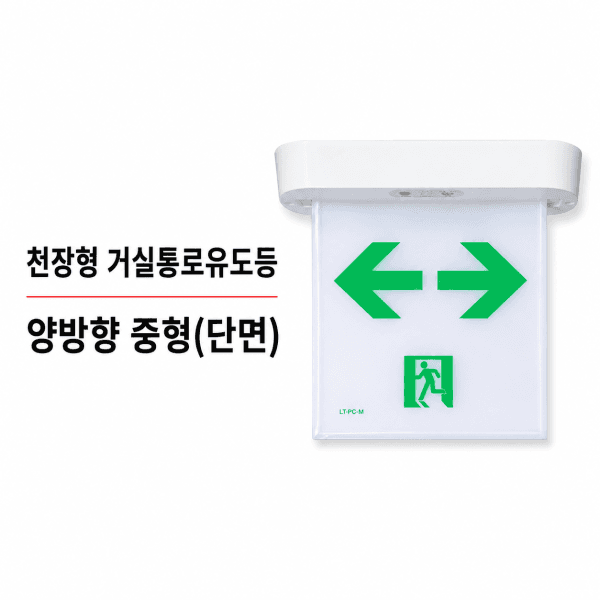 국제안전시스템 리더스테크 천정형 거실통로유도등 LED 중형 양방향 단면