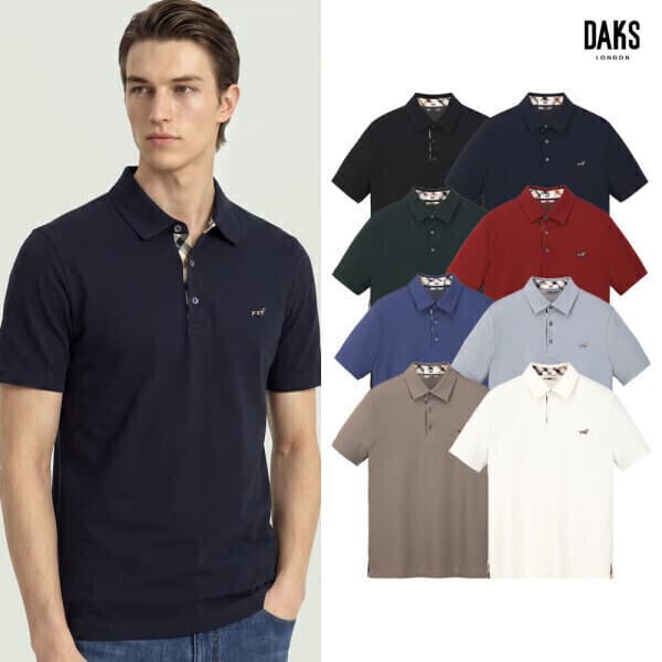 LF몰 닥스훈트 체크 배색 반팔 카라 티셔츠 DMTS6B501 - 최저가 135,150원