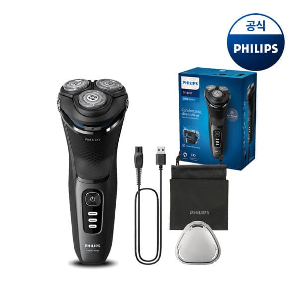필립스공식판매처 PHILIPS 필립스 3000 시리즈 전기면도기 스페이스 그레이 S3244/12