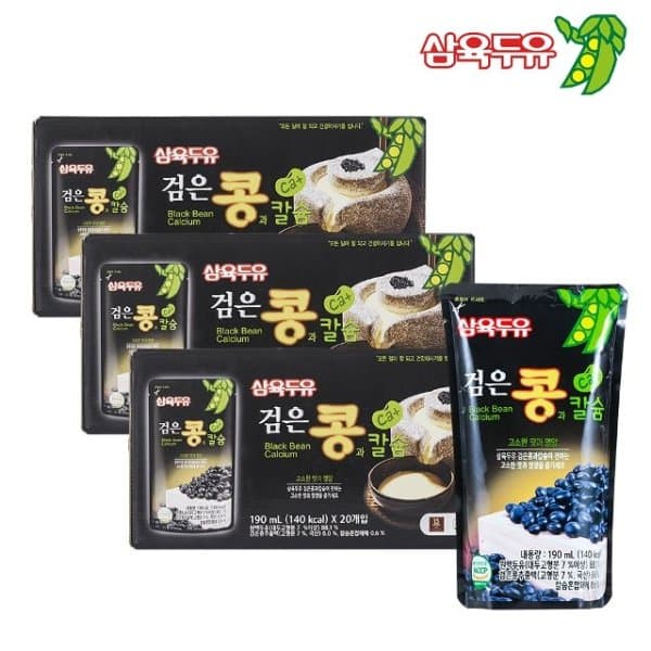 쇼핑엔티 삼육두유 검은콩과 칼슘 파우치 190ml 60팩