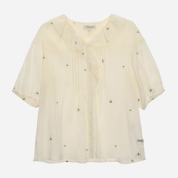 신세계백화점 플라워자수 러플카라 블라우스 T264MBL237W - 최저가 93,690원