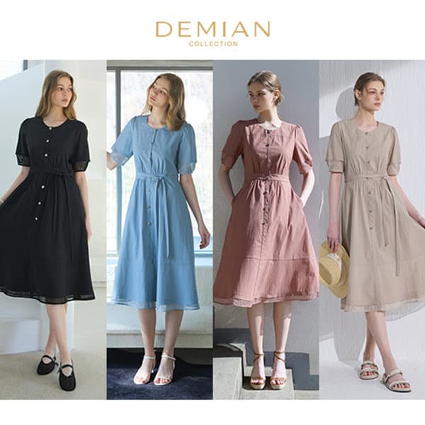 홈앤쇼핑방송 데미안(DEMIAN) 26SS 시에라 라운드 벨티드 썸머 원피스 + 벨트