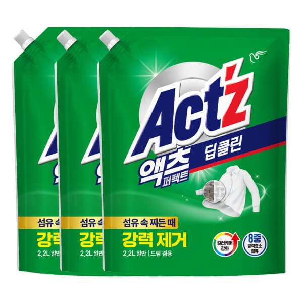 피죤-스타배송 액체세제 액츠 퍼펙트 딥클린 2.2L 3개