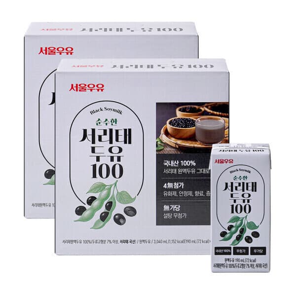 대신유통상사 서울우유 순수한 서리태 두유 100 190ml 32팩 - 최저가 22,900원