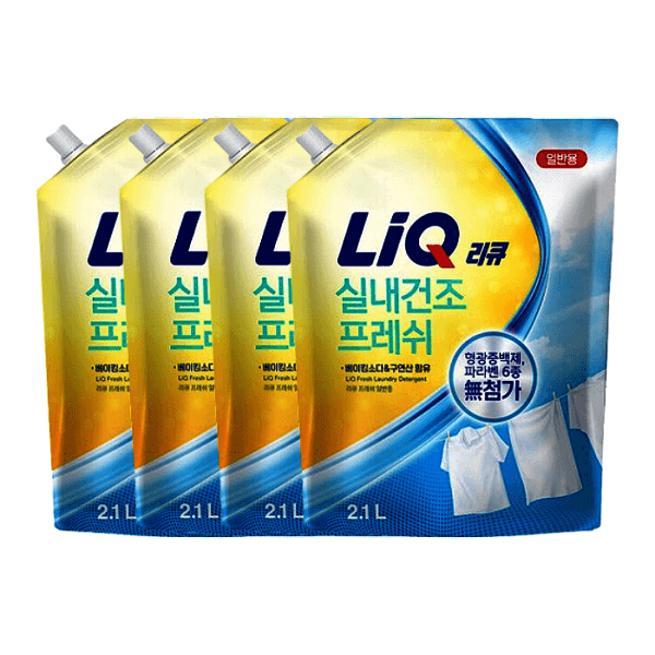 애경-스타배송 리큐 실내건조 프레쉬 베이킹소다 구연산 세탁세제 2.1L 4개