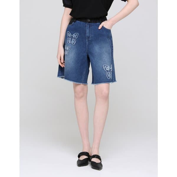 신세계백화점 나비 자수 데님 버뮤다 팬츠 ZJL6262110