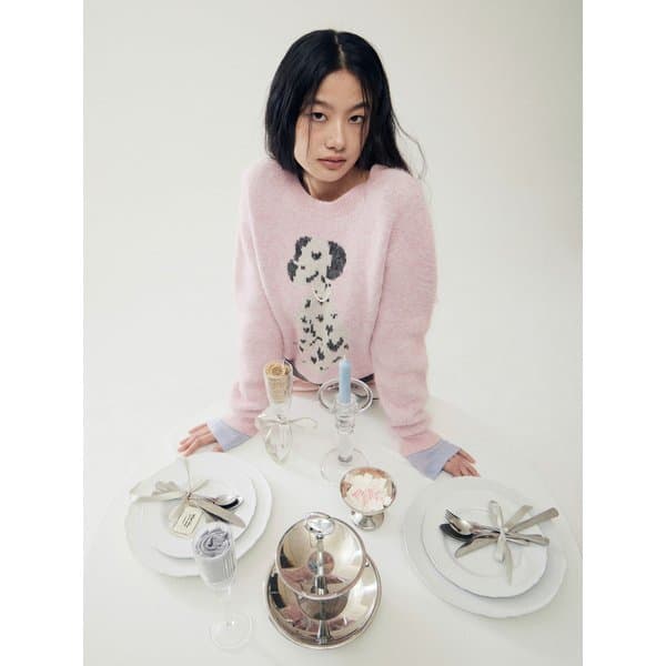 신세계백화점 ZOOC X 로렌정 달마시안 자카드 헤어리 풀오버 Z254KSK711