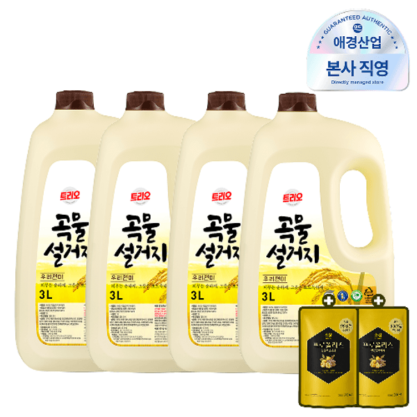 홈앤쇼핑MALL 트리오 곡물설거지 우리현미 3L 4개 + 프로폴리스 애플 주방세제 300ml 2개 - 최저가 17,000원