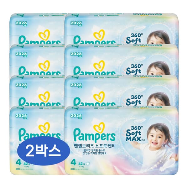 피앤지-스타배송 팸퍼스 기저귀 엔젤브리즈 소프트 4단계 2박스 336팩