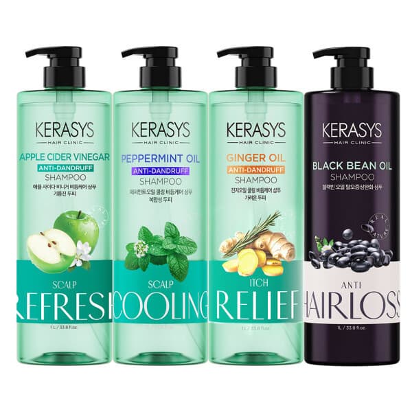 애경-스타배송 케라시스 리얼네이처 샴푸 4종 1000ml 2개 진저오일 페퍼민트 애사비 블랙빈 - 최저가 25,000원