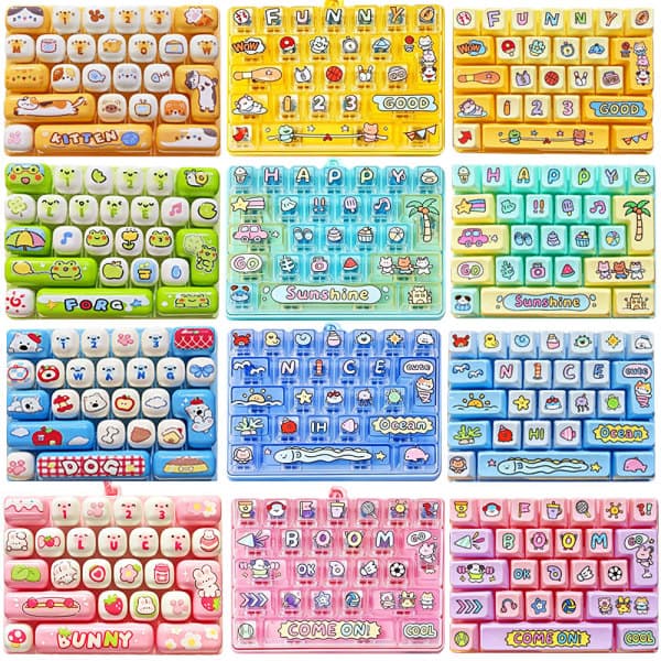 와이즈365 귀여운 캐릭터 투명 26구 클리커 대왕 키보드 키캡 키링 - 최저가 12,800원