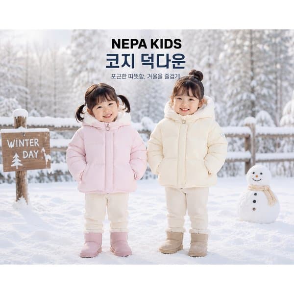 신세계백화점 네파키즈 코지 덕다운 시그니처 롱패딩
