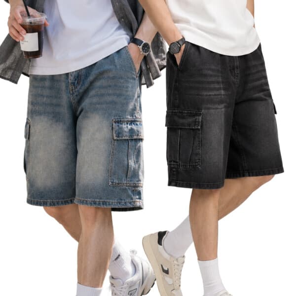 지노반 남자 버뮤다 청 반바지 7부 중청 블랙