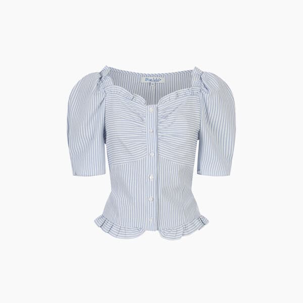 AKPLAZAMALL 에고이스트 BLUE LABEL 러블리 셔링 볼륨 블라우스 ES2OBL06