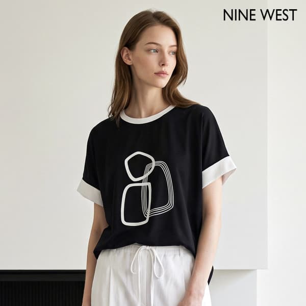 dsninewest 배색 라인 프린팅 반팔 티셔츠 NIDBTS011